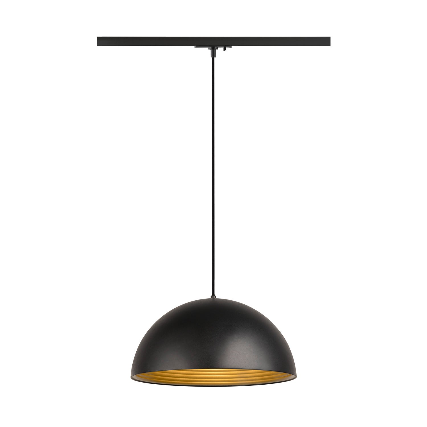 FORCHINI M 40 TRACK, 1~ candeeiro suspenso, E27, comprimento do pendente 150 cm, adaptador preto, 1x máx. 40 W, preto mate / dourado mate
