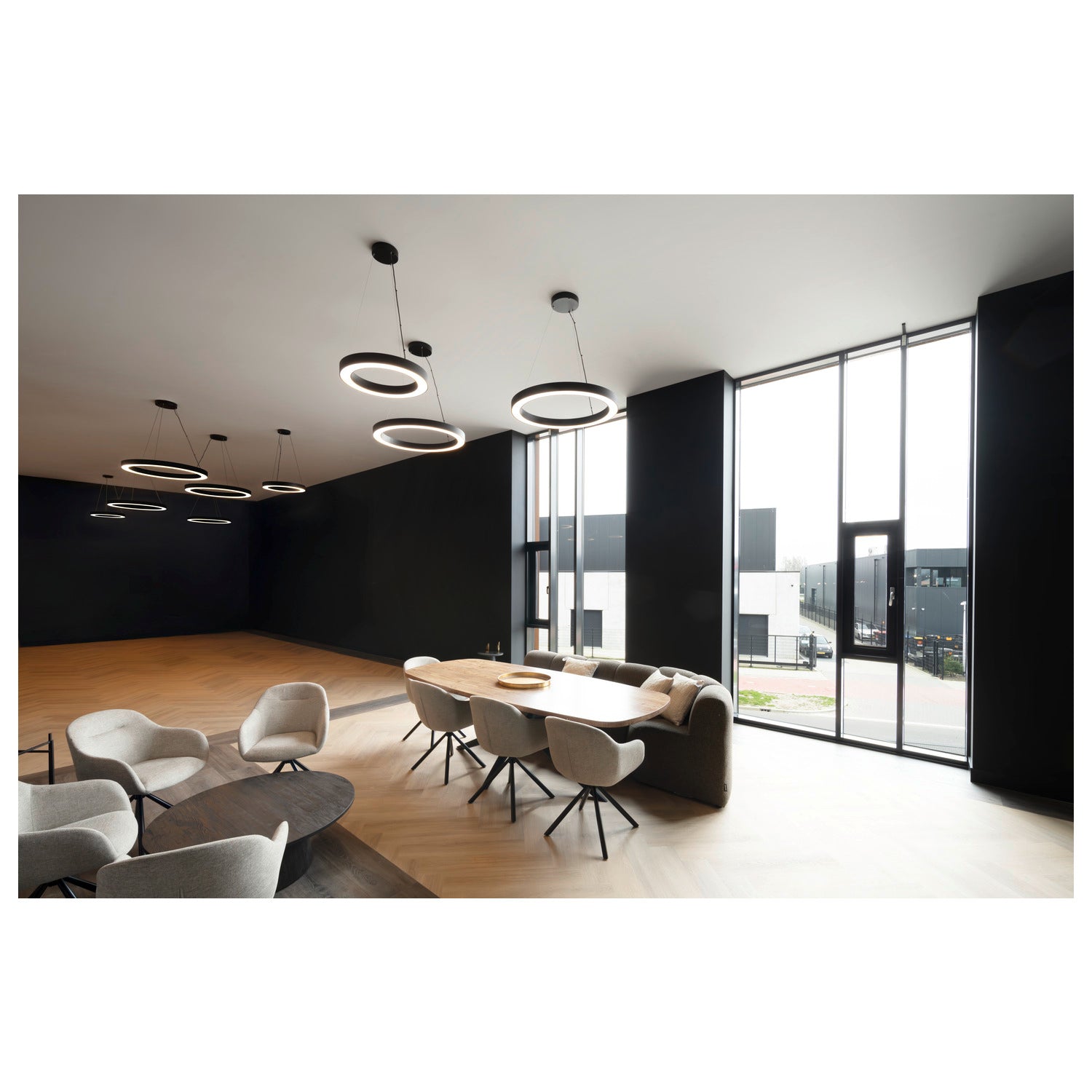 MEDO® RING 90, Candeeiro suspenso, Comprimento do pendente 300 cm, 3000/4000 K, 110°, PHASE, preto