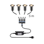 TRAIL-LITE® 60, conjunto de 4 luminárias enterradas, 3000K, IP67, redondas, aço inoxidável / alumínio