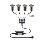 TRAIL-LITE® 60, conjunto de 4 luminárias enterradas, 3000K, IP67, redondas, aço inoxidável / alumínio
