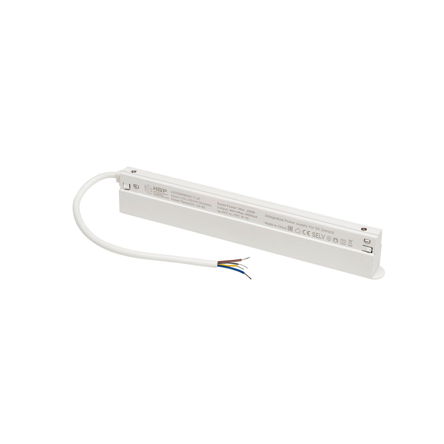 48V SYSTEM, controlador Intrack LED, 48VDC, 250 W, incl. cabo de ligação de 300 cm para 220-240VAC e ligação DALI, branco