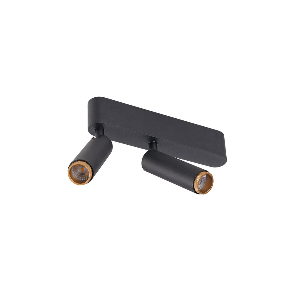 GRIP! S, luminária de parede, dupla, PHASE, 2700 K, 21 W, 29°, preto / dourado