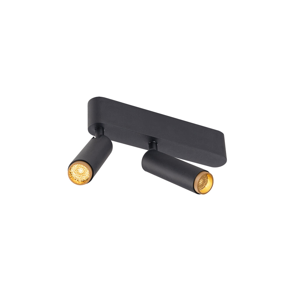 GRIP! S, luminária de parede, dupla, PHASE, 3000 K, 21 W, 29°, preto / dourado