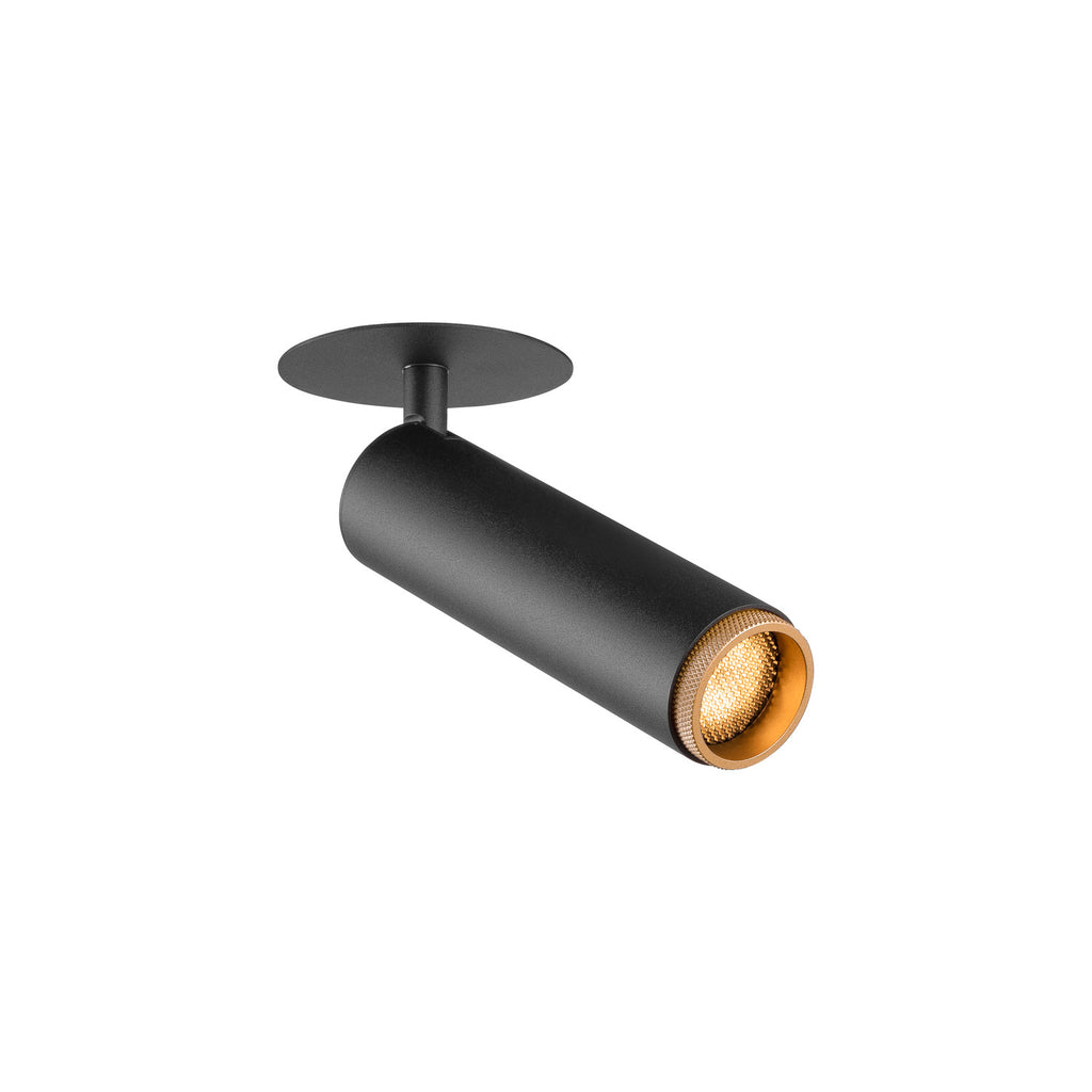 GRIP! M, luminária de teto embutida, PHASE, 2700 K, 42°, IP20, cilíndrica, preto / dourado