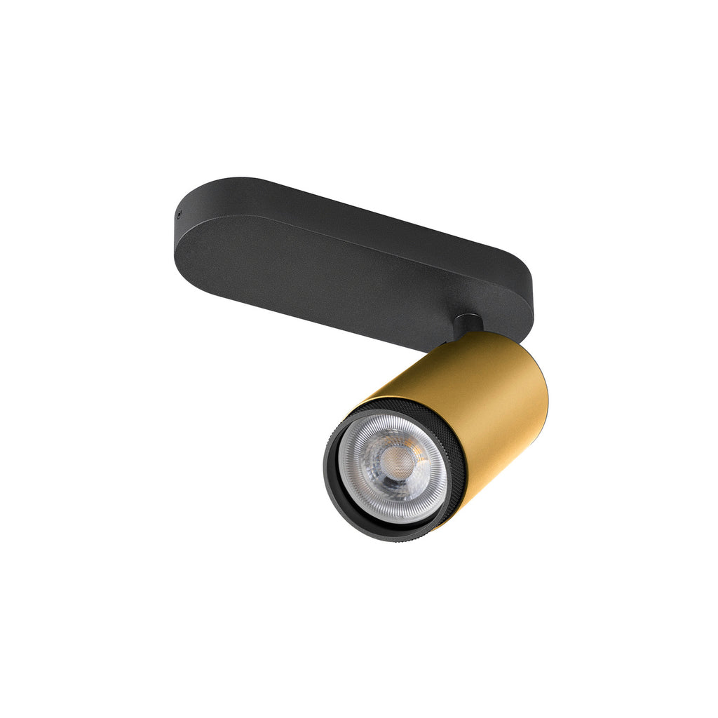 GRIP! L, SPOT CL, single, QPAR51, candeeiro de teto de superfície, cilíndrico, 1 x máx. 6 watts, dourado / preto