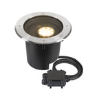DASAR® XL, luminária de embutir no solo, assimétrica, 3000K, 70°/40°, IP65/IP67, redonda, aço inoxidável / preto