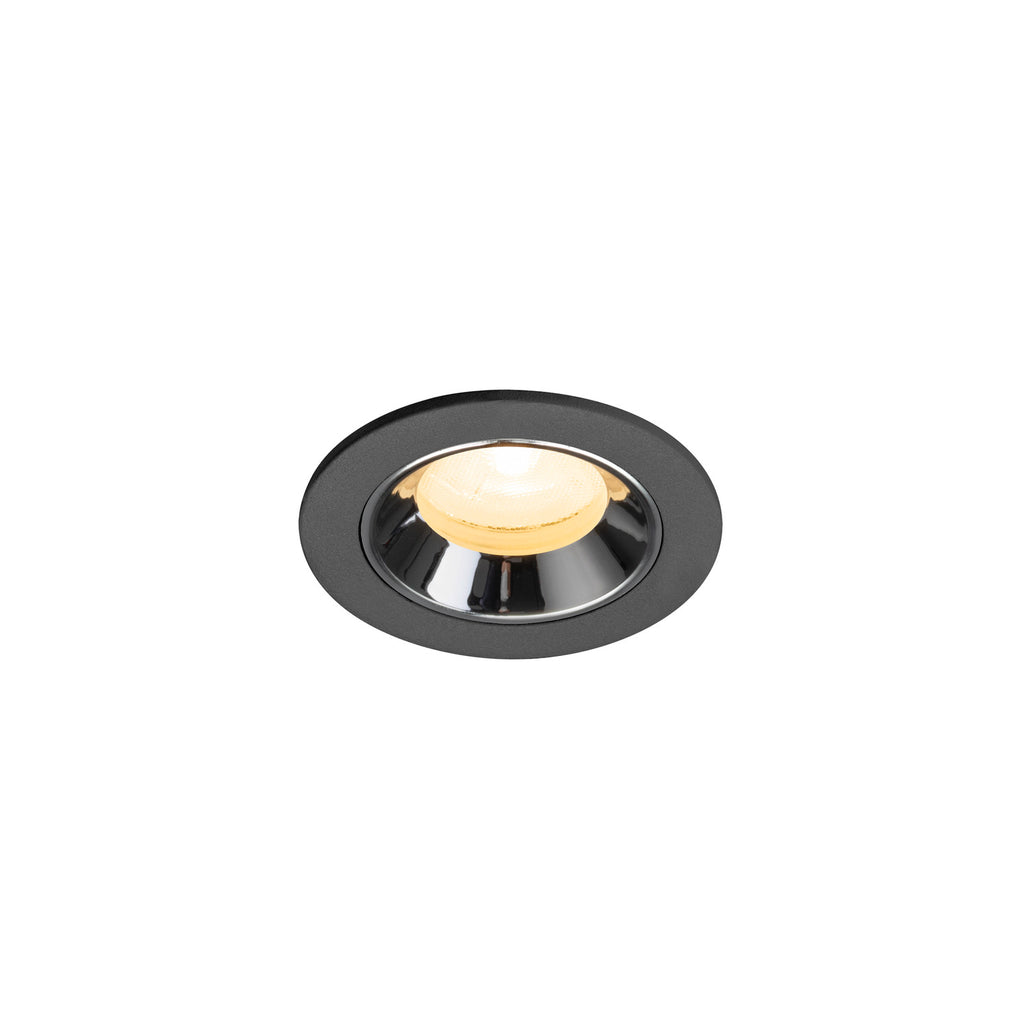 NUMINOS® XS, luminária para encastrar no teto, preta/cromada 3000 K 20°