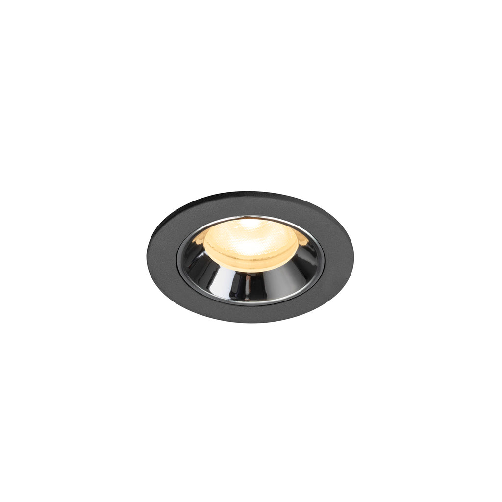 NUMINOS® XS, luminária para encastrar no teto, preta/cromada 3000 K 55°