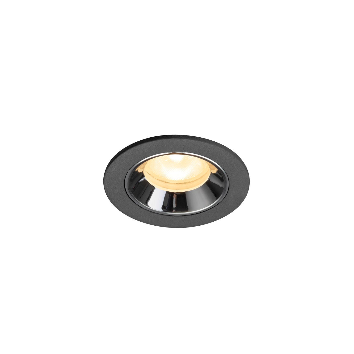 NUMINOS® XS, luminária para encastrar no teto, preta/cromada 3000 K 55°