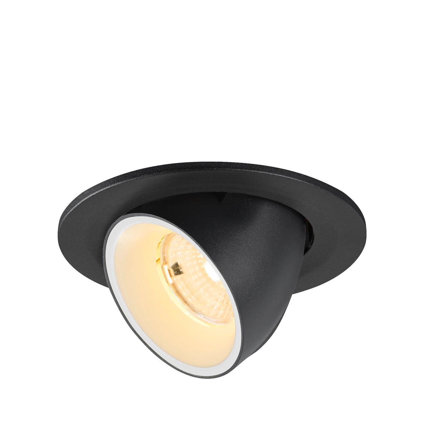 NUMINOS® GIMBLE S, Luminária de teto embutida, 3000 K, 55°, IP20, redonda, preto / branco