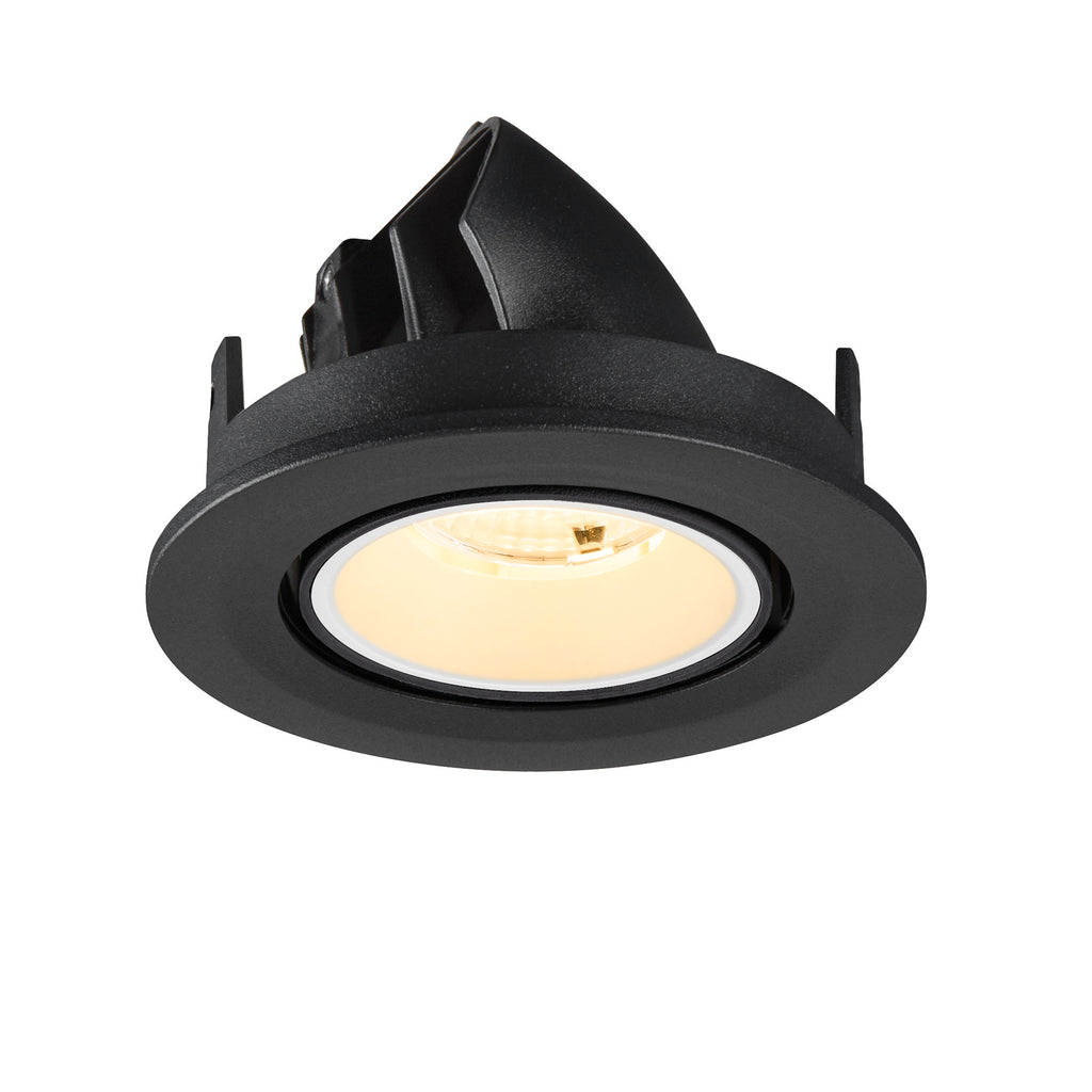 NUMINOS® GIMBLE S, Luminária de teto embutida, 3000 K, 55°, IP20, redonda, preto / branco