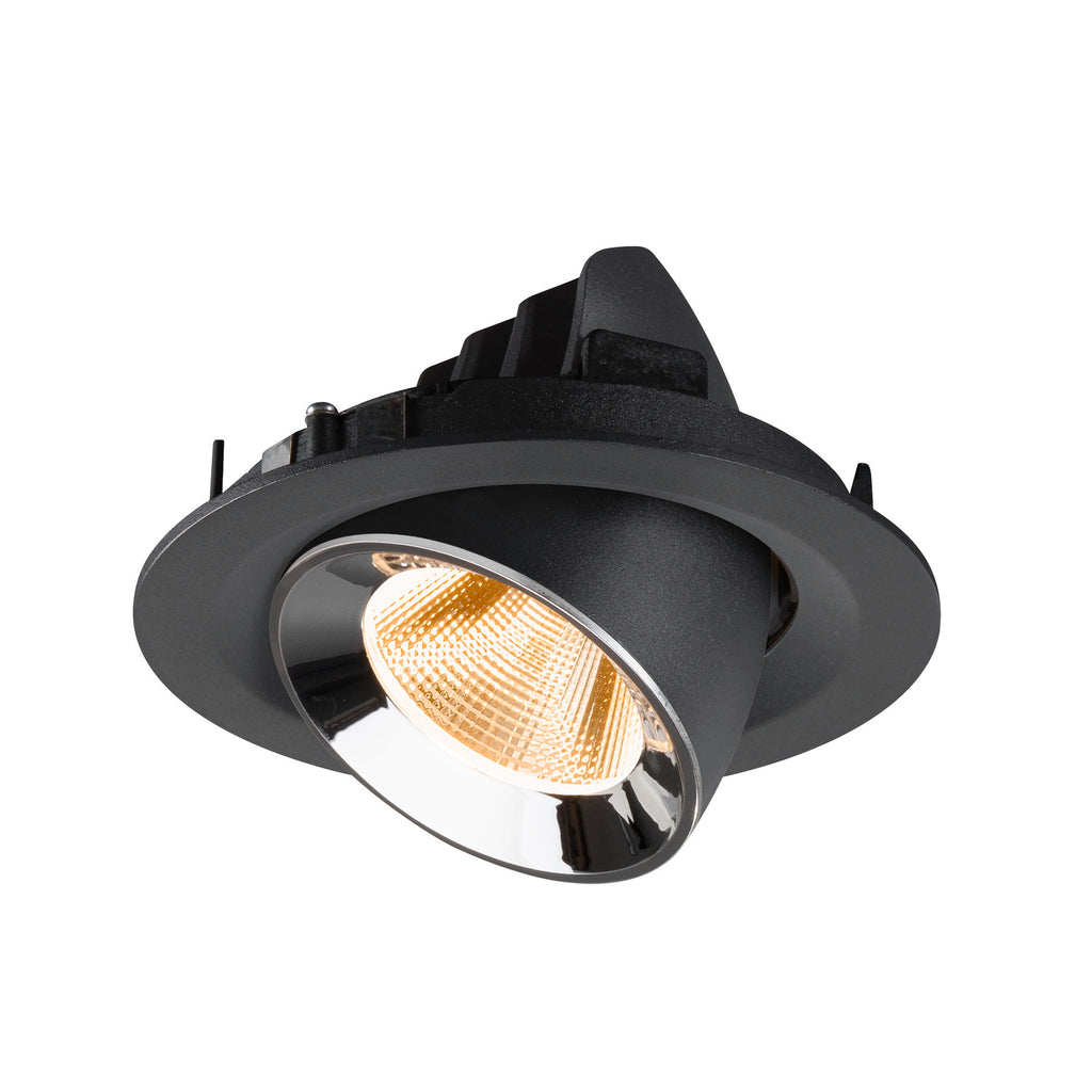 NUMINOS® GIMBLE M, luminária para encastrar no teto, preta/cromada 2700 K 20°