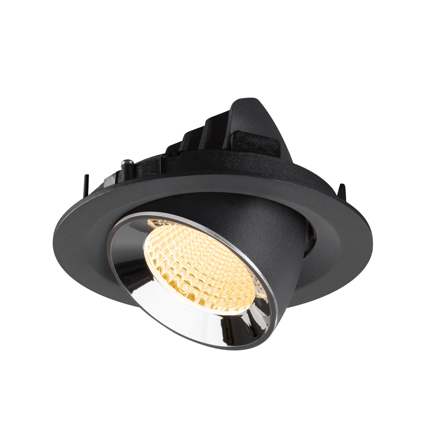 NUMINOS® GIMBLE M, luminária para encastrar no teto, preta/cromada 3000 K 40°