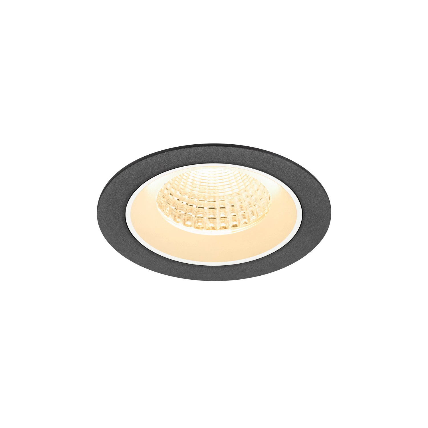 NUMINOS® M, luminária de teto embutida, 3000 K, 55°, IP20, redonda, preto / branco