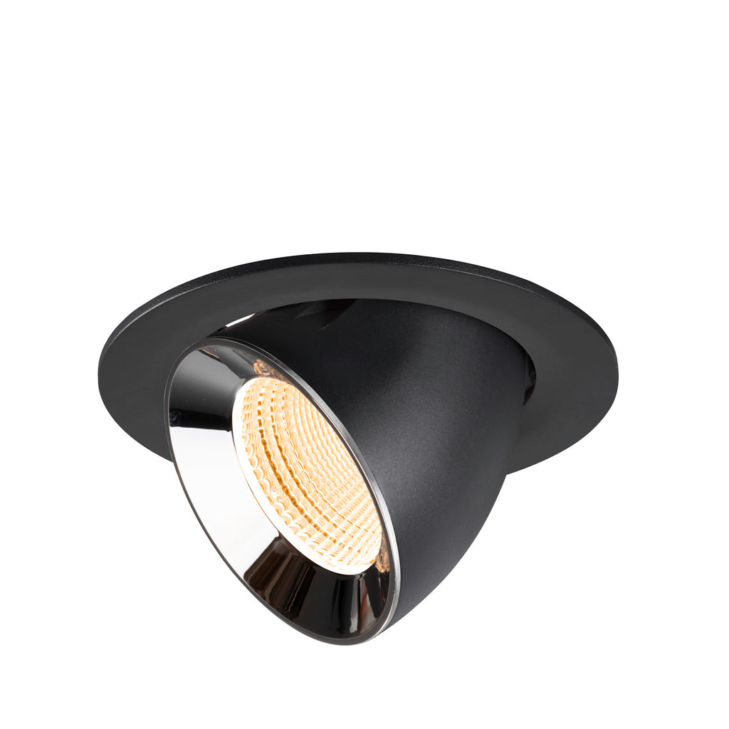 NUMINOS® GIMBLE L, luminária para encastrar no teto, preta/cromada 2700 K 55°