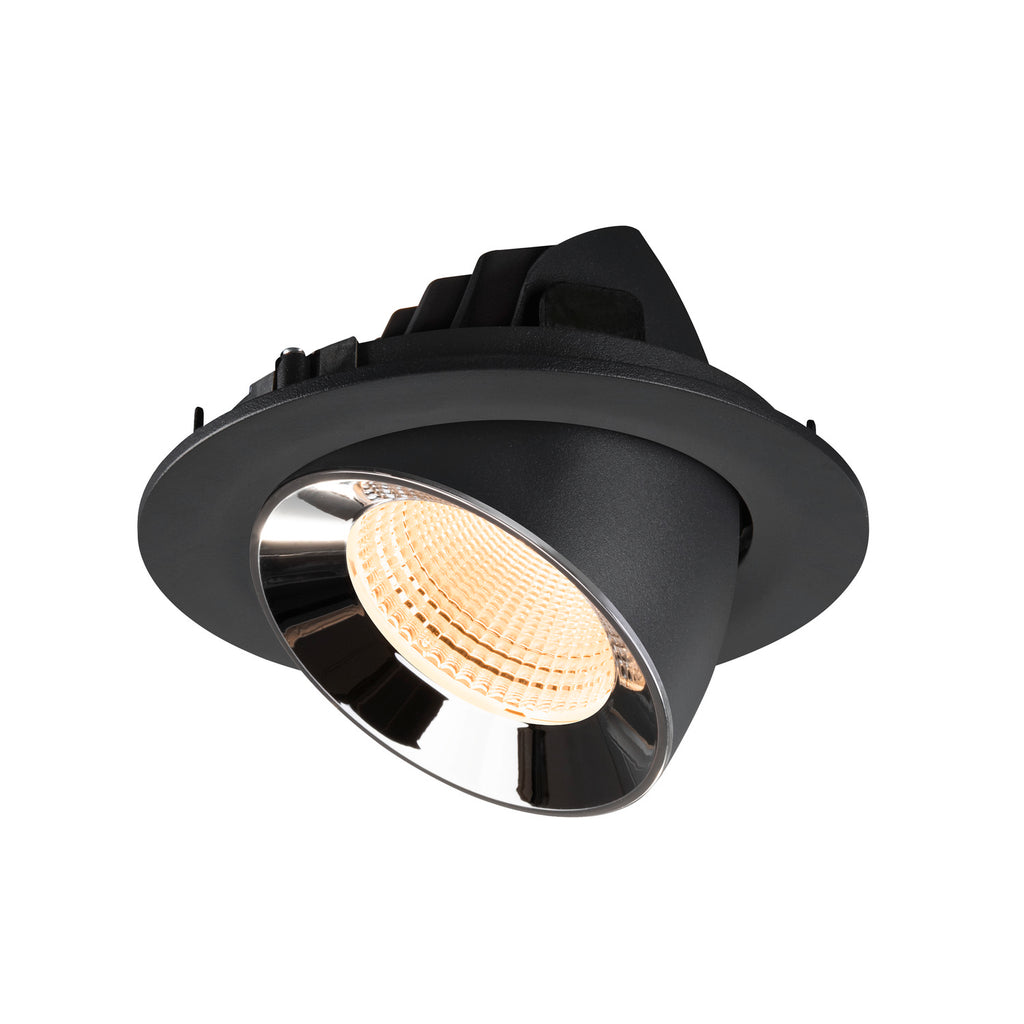NUMINOS® GIMBLE L, luminária para encastrar no teto, preta/cromada 2700 K 55°