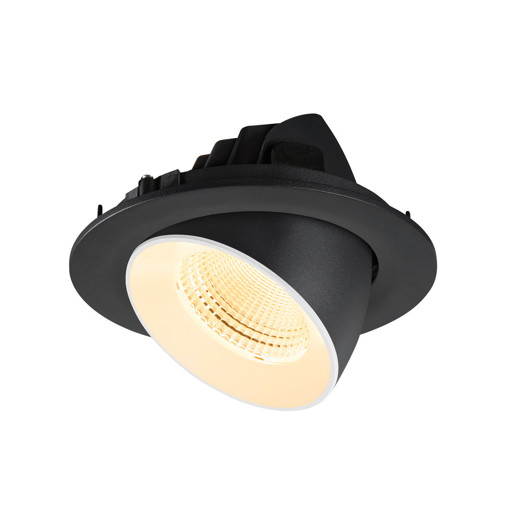 NUMINOS® GIMBLE L, Luminária de teto embutida, 3000 K, 55°, IP20, redonda, preto / branco