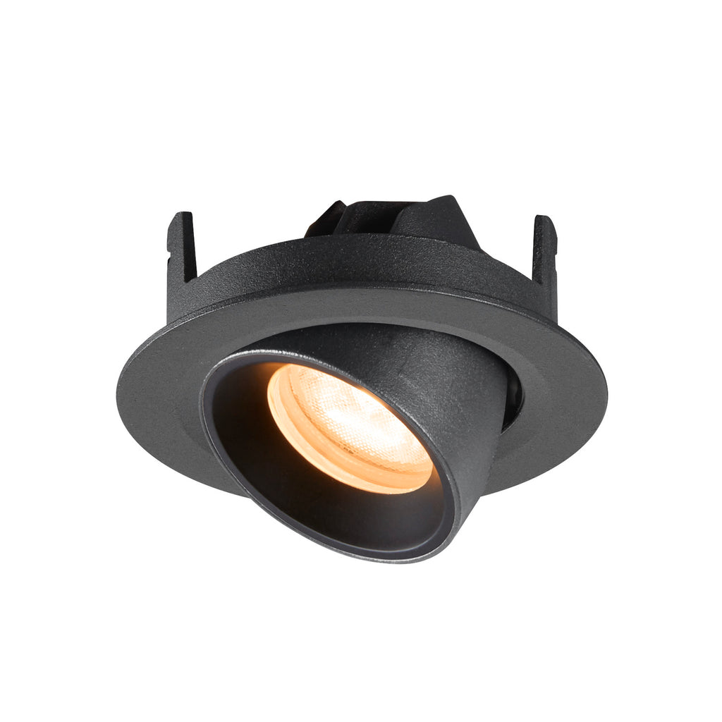 NUMINOS® GIMBLE XS, Luminária de teto embutida, 2700 K, 55°, IP20, redonda, preta