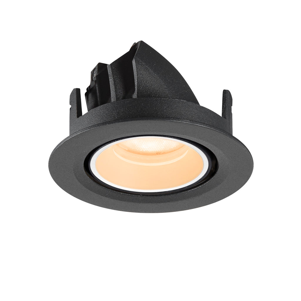 NUMINOS® GIMBLE XS, Luminária de teto embutida, 2700 K, 55°, IP20, redonda, preto / branco