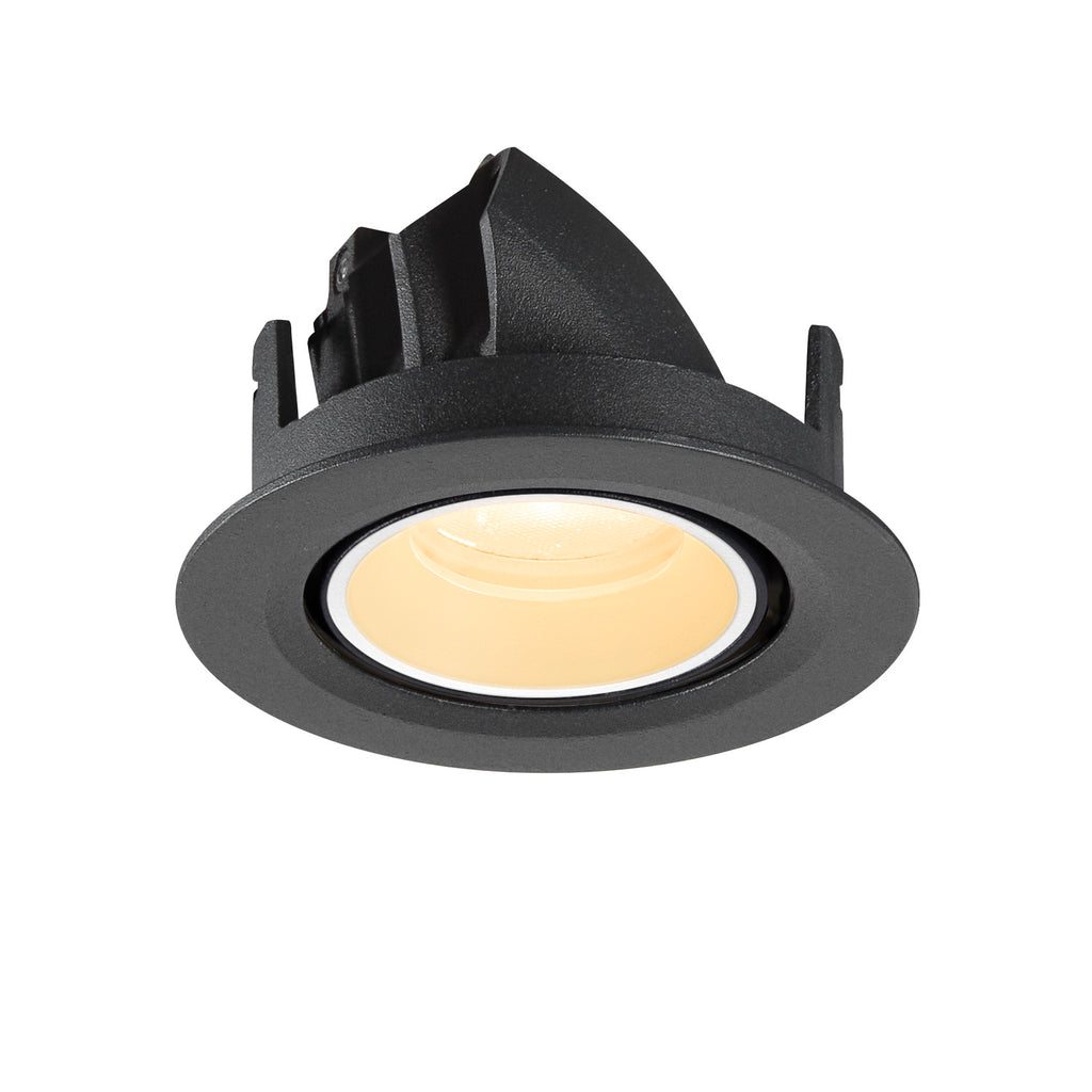 NUMINOS® GIMBLE XS, Luminária de teto embutida, 3000 K, 20°, IP20, redonda, preto / branco