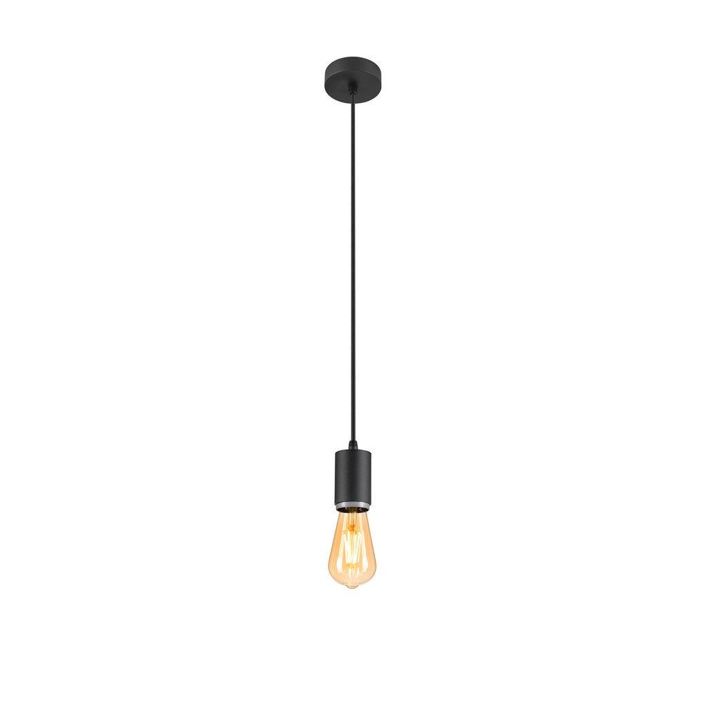LALU®, Candeeiro suspenso, Base E27, Mix&Match, Comprimento pendente 200 cm, 1 x máx. 10 W, preto