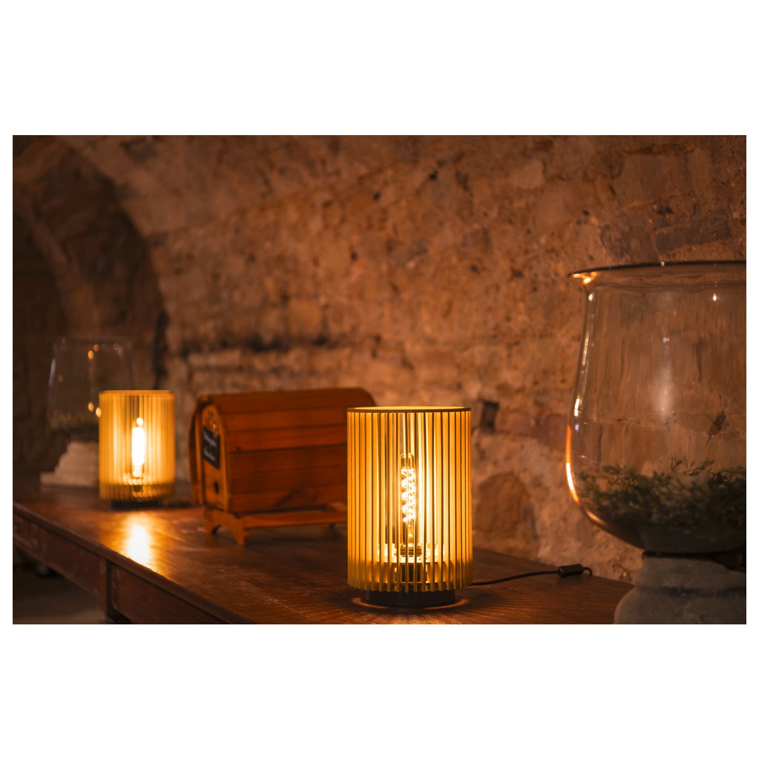 WUD TL, E27, candeeiro de mesa, cilíndrico, 1 x máx. 40 W, natural