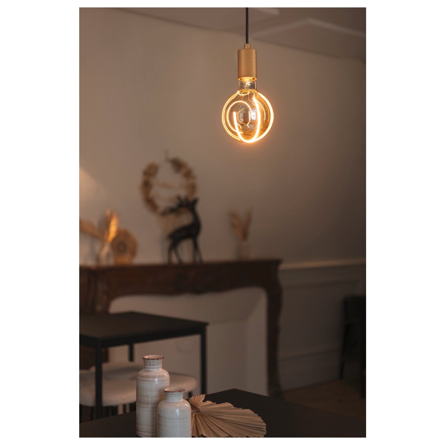 FITU PD, E27, nervurada, luz pendente, comprimento pendente 500 cm, extremidade do cabo aberta, 1 x máx. 15 W, ouro