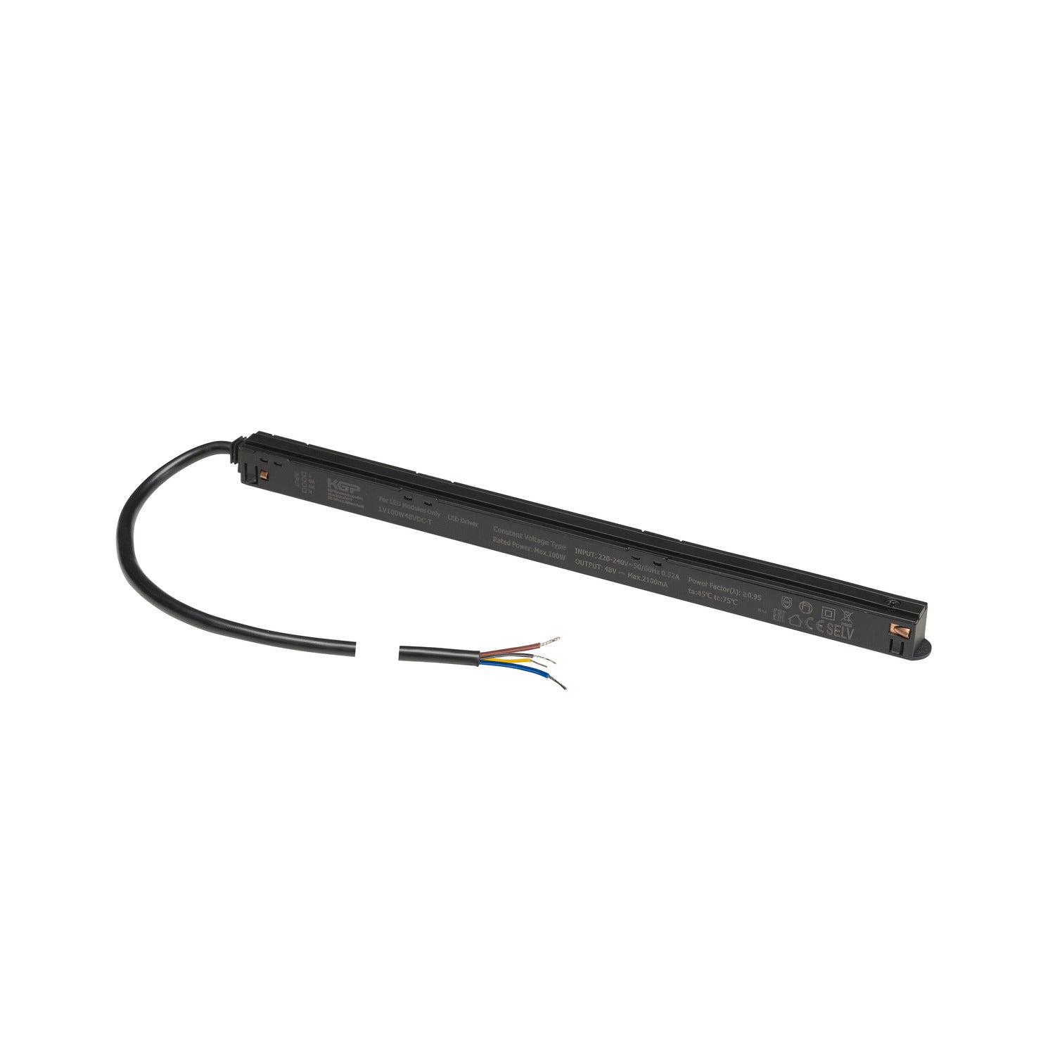 48V SYSTEM - SISTEMA 48V, Controlador Intrack LED, 48VDC, 100 W, incl. cabo de ligação de 300 cm para 220-240VAC e ligação DALI, preto