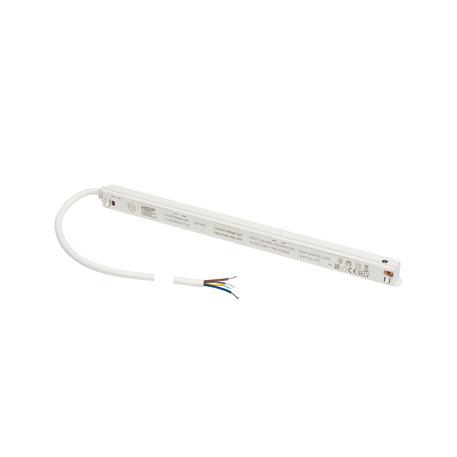 48V SYSTEM - SISTEMA 48V, Controlador Intrack LED, 48VDC, 100 W, incl. cabo de ligação de 300 cm para 220-240VAC e DALI através de cablagem, branco