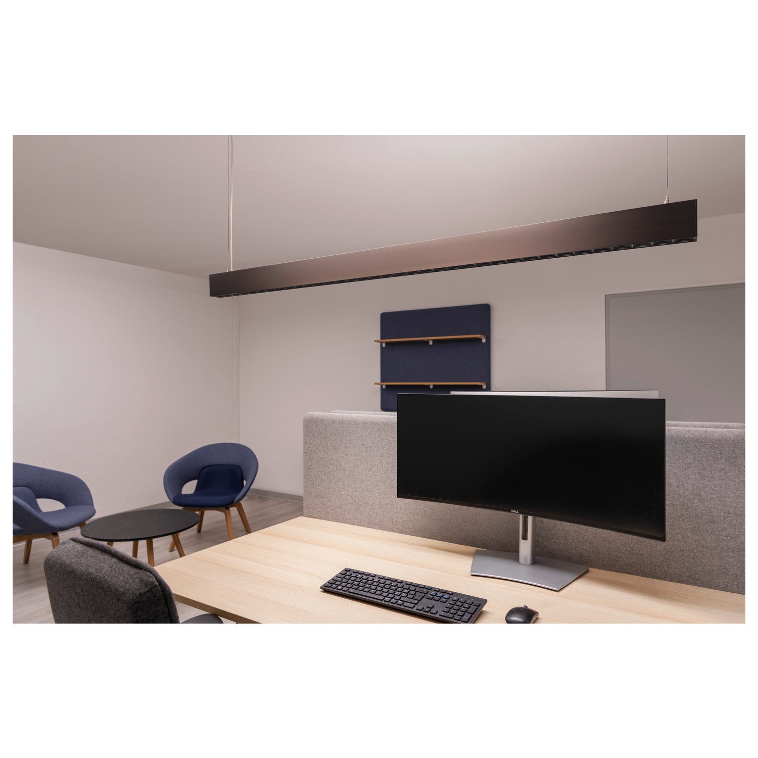 GLENOS® PRO, Candeeiro suspenso, 1.5m, DALI, UGR16, Comprimento suspenso 210 cm, 4000K, 75°, Preto
