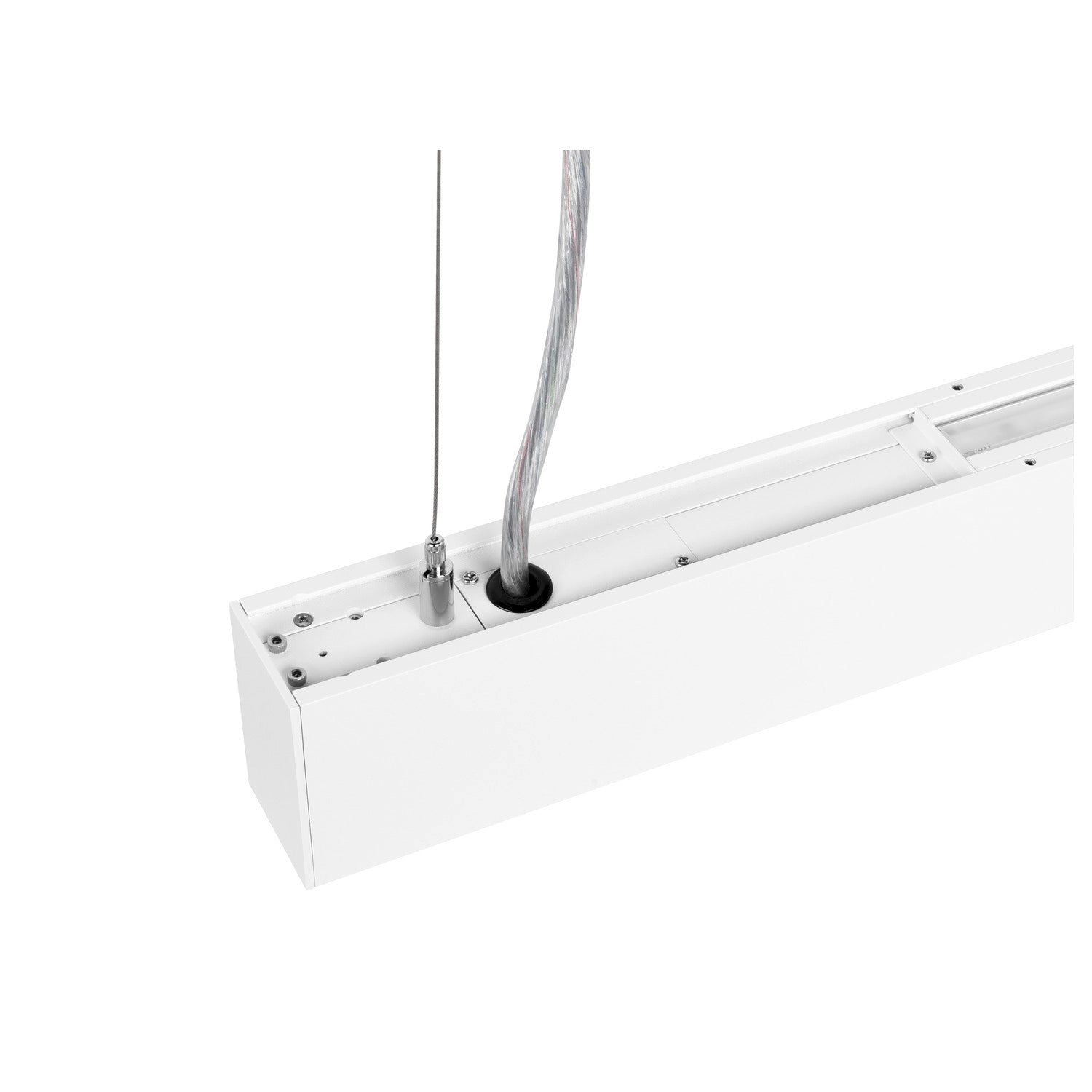 GLENOS® PRO, Candeeiro suspenso, 1.5m, DALI, UGR16, Comprimento pendente 210 cm, 4000K, 75°, branco / preto