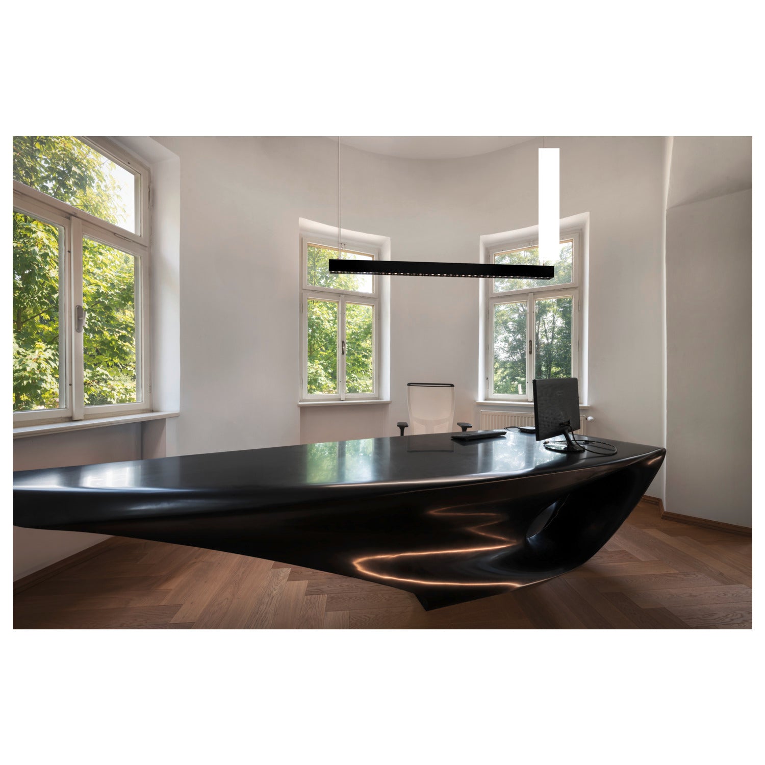 GLENOS® PRO, Candeeiro suspenso, 1.5m, DALI, UGR16, Comprimento suspenso 210 cm, 4000K, 75°, Preto