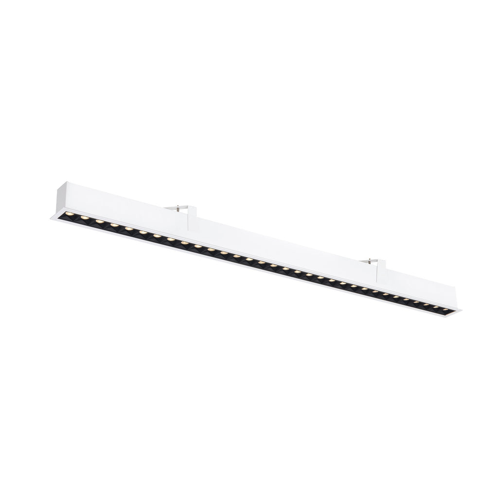 GLENOS® PRO, luminária de teto embutida, 1.2m, DALI, UGR19, 3000K, 75°, IP20, branco / preto