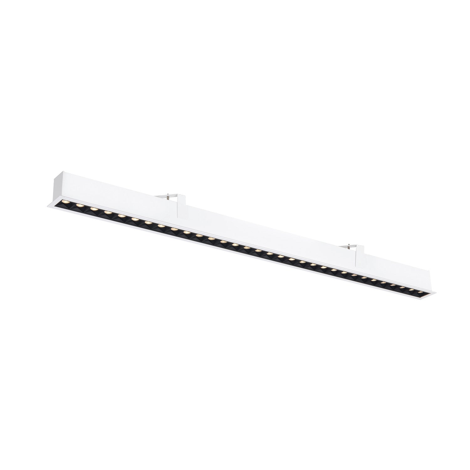 GLENOS® PRO, luminária de teto embutida, 1.2m, DALI, UGR19, 3000K, 75°, IP20, branco / preto