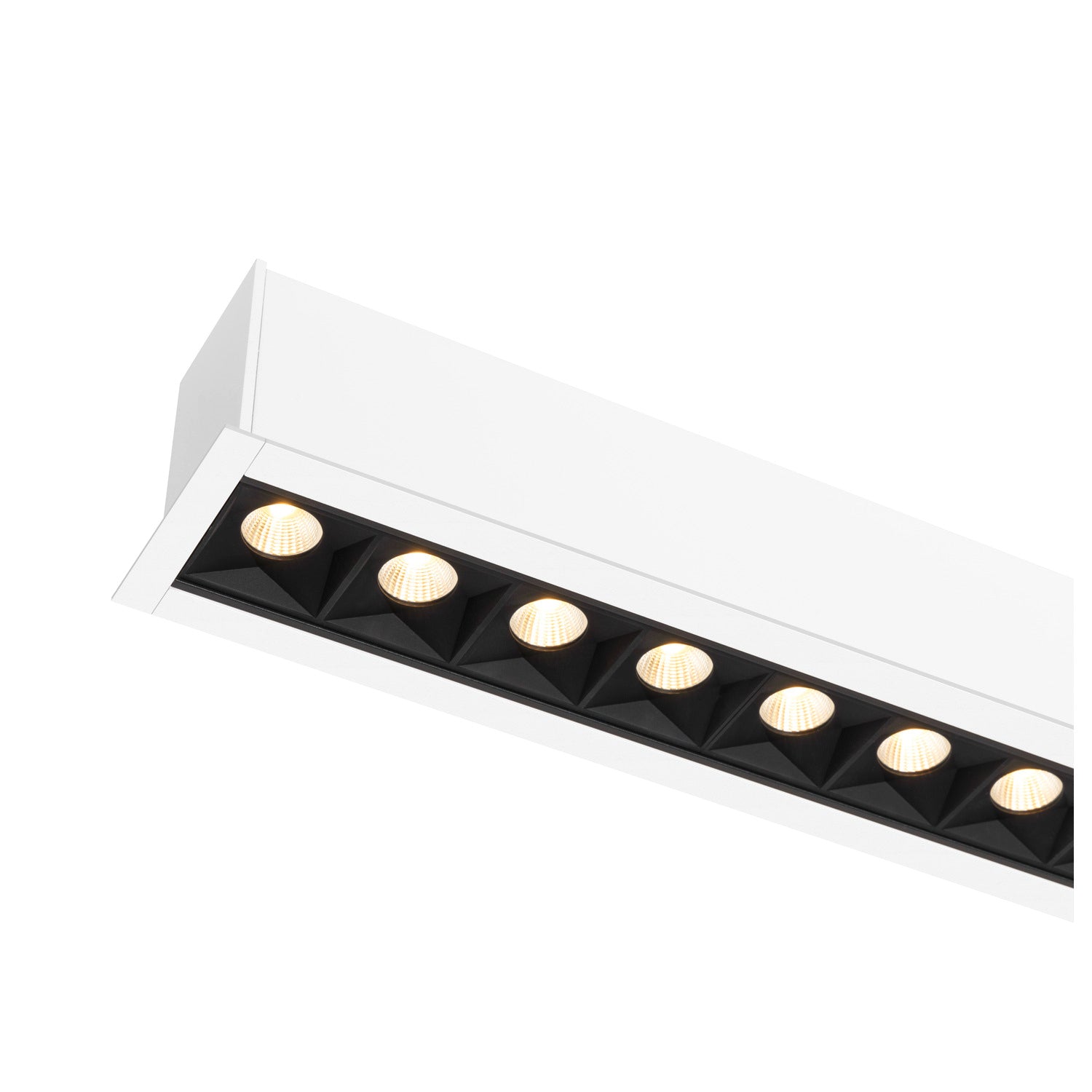 GLENOS® PRO, luminária de teto embutida, 1.2m, DALI, UGR19, 3000K, 75°, IP20, branco / preto