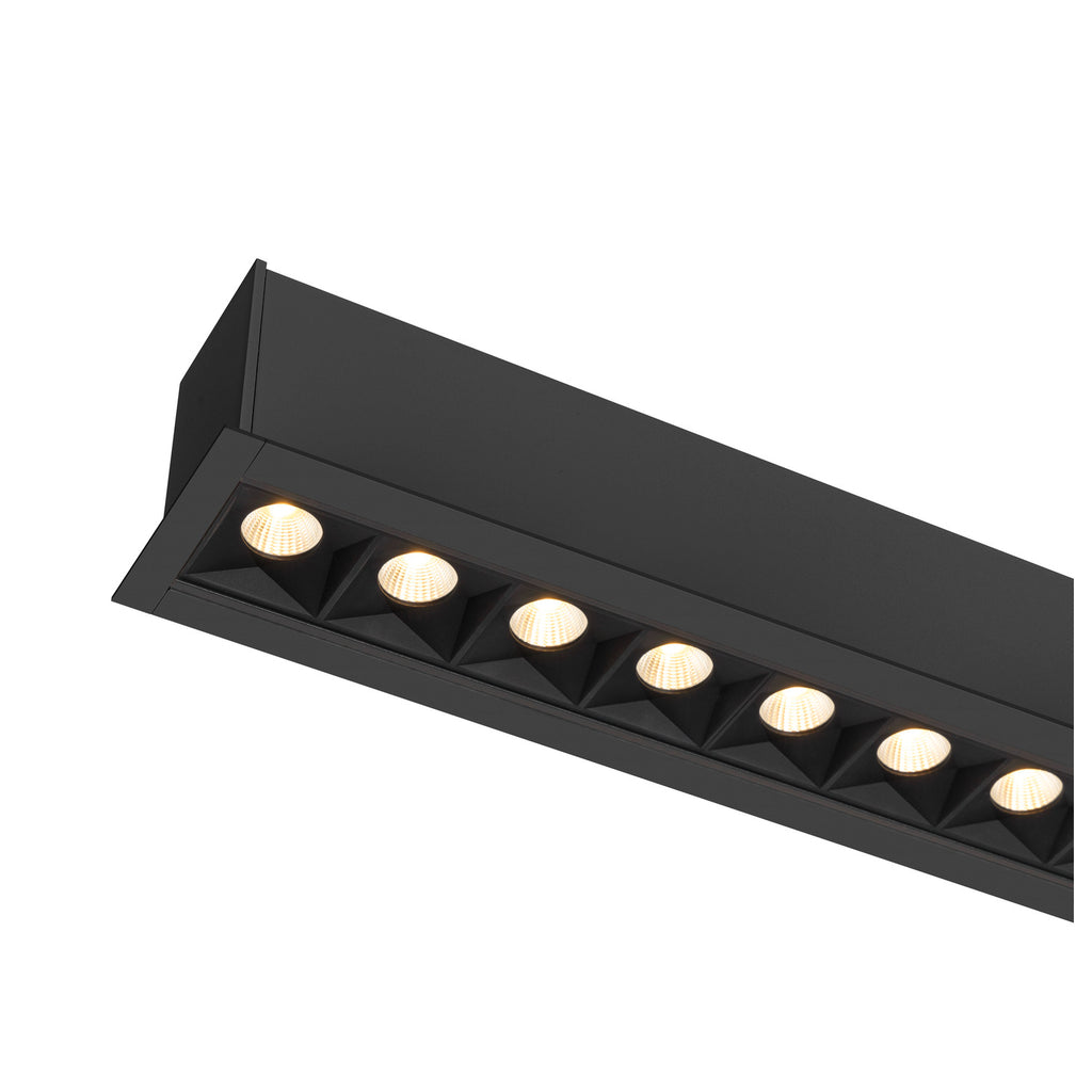 GLENOS® PRO, luminária de teto embutida, 1.2m, DALI, UGR19, 3000K, 75°, IP20, preto