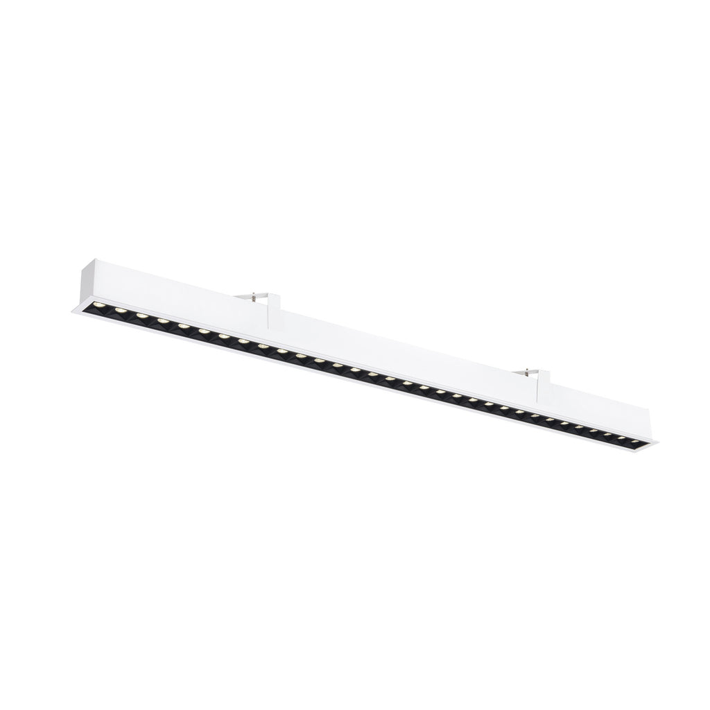 GLENOS® PRO, luminária de teto embutida, 1.2m, DALI, UGR19, 4000K, 75°, IP20, branco / preto