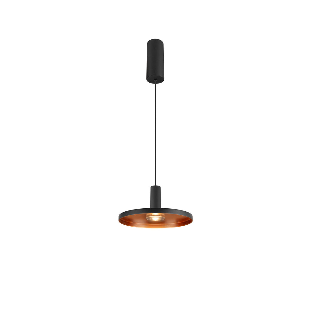 LALU® SET, Candeeiro suspenso, Base LED, PLATE 22, PHASE, Comprimento pendente 200 cm, 2700/3000 K, 40°, preto