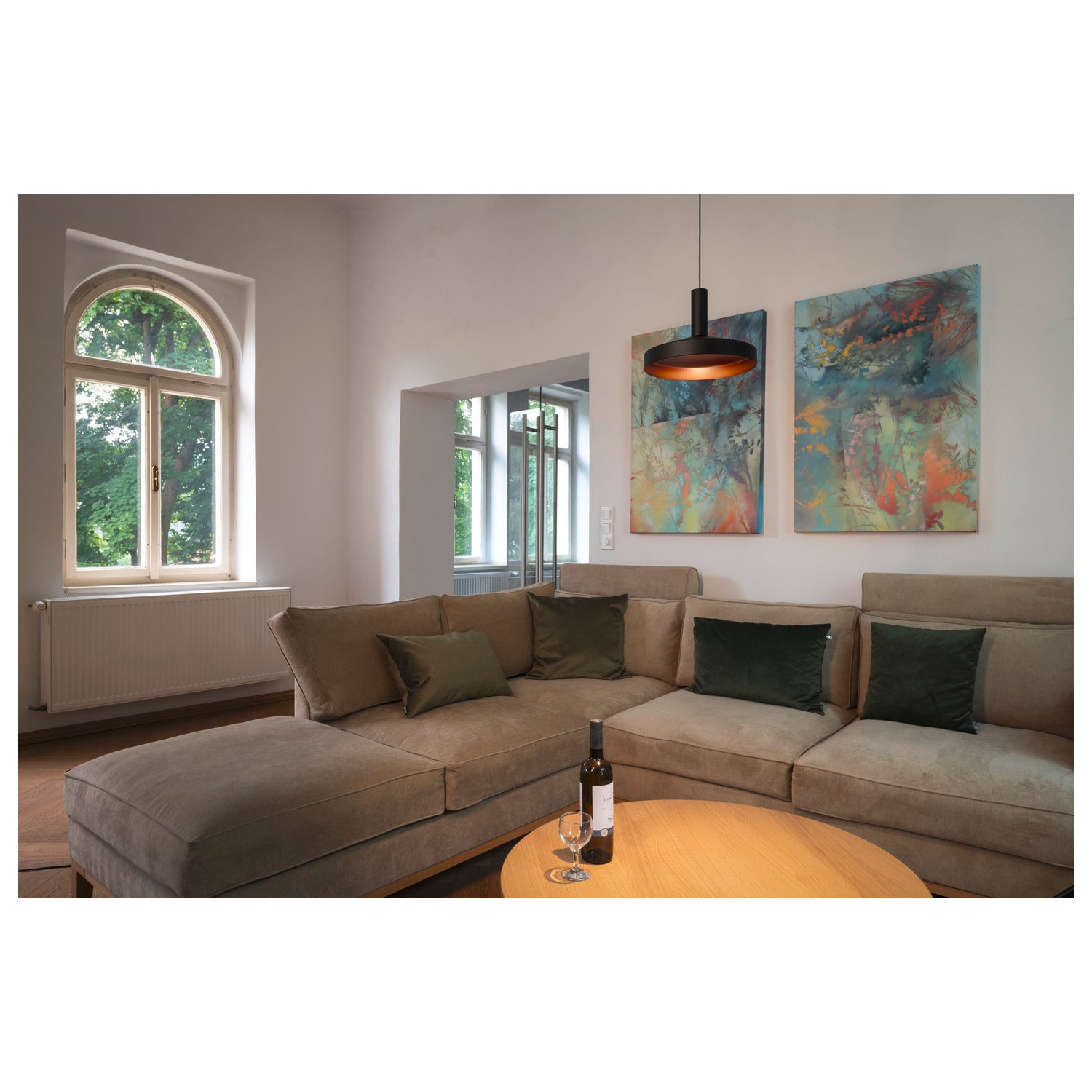 LALU® SET, 1~ Candeeiro suspenso, Base LED, TETRA 24, PHASE, Comprimento do pendente 200 cm, 2700/3000K, 40°, preto