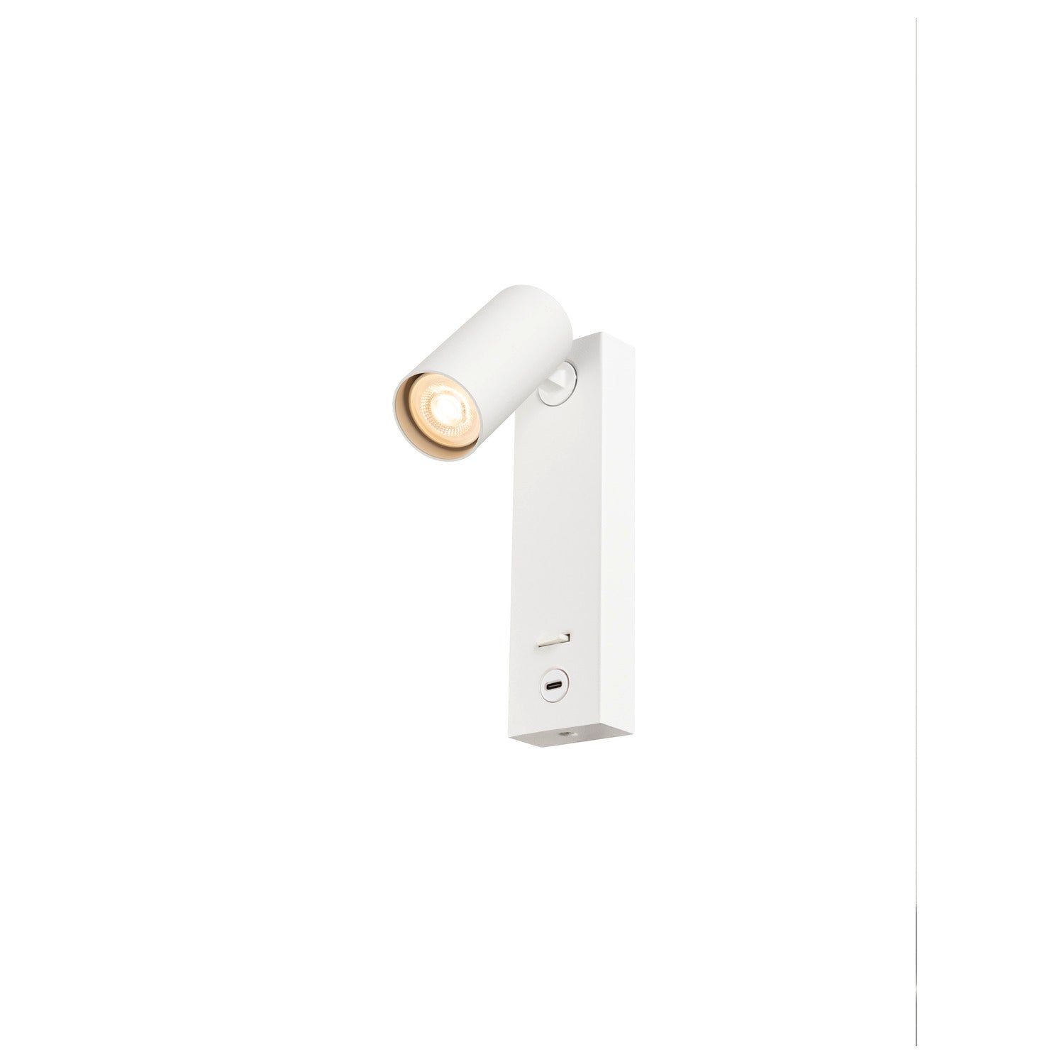 ENOLA 2.0 S, WL, SINGLE, GU10 MINI, PAR11, BEDSIDE, USB C, luminária de sobrepor de parede, 1 x 5 W, branco