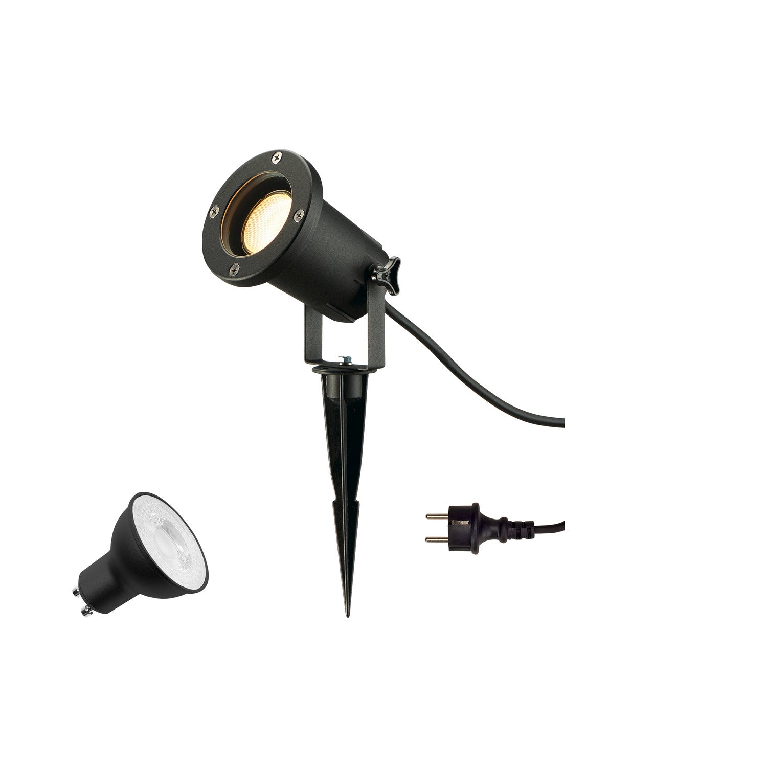BIG NAUTILUS LAMP SET, SPIKE, luminária de espeto para jardim, incl. PAR16 GU10, PHASE, 3000 K, cabo de ligação de 150 cm, IP44/IP65, preto