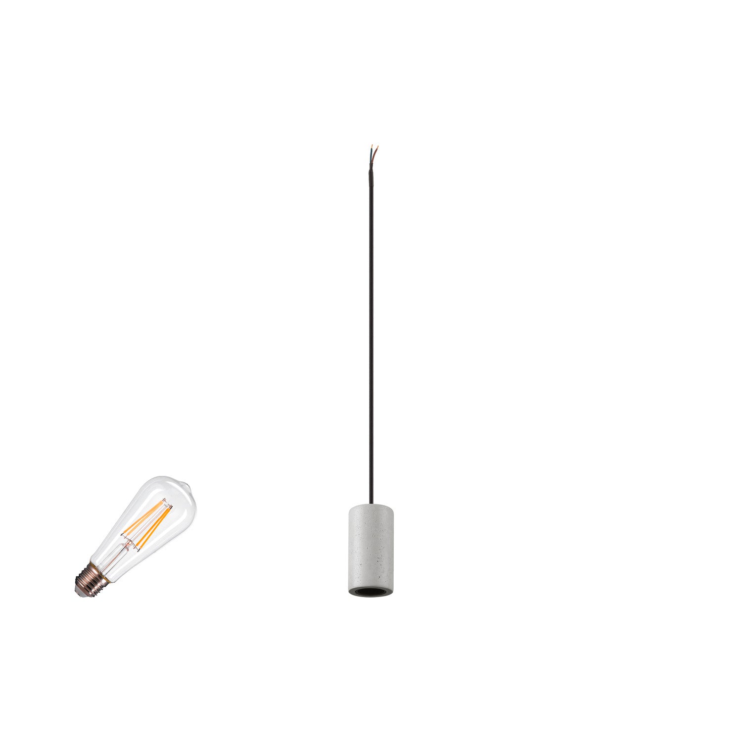 FITU LAMP SET, PD, STONE, INCL. LÂMPADA E27 E ADAPTADOR TRIFÁSICO, Luminária pendente 3~, Comprimento do pendente: 500 cm, 2700 K, E27, 1 x 15 W, 7,5 W, PHASE, 320°, cinza