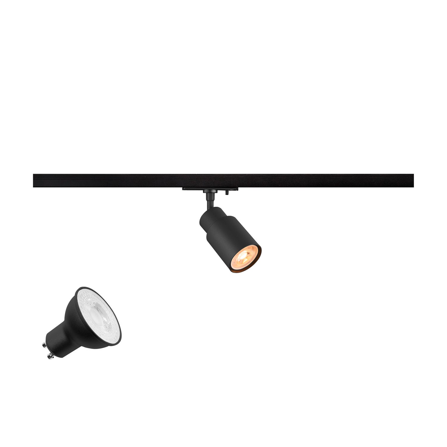 PURI 2.0 LAMP SET, Tube, 1~ Spot, INCL. PAR16 GU10, 3000 K, GU10, 1 x 6 W, PHASE, 38°, preto