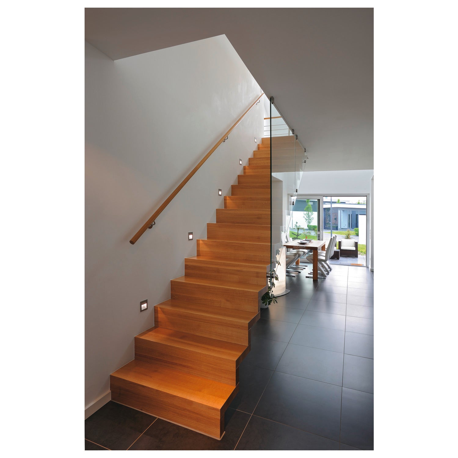 FRAME CURVE, luminária de embutir, LED, 3000 K, angular, cinzento prateado, incl. molas lamelares