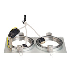 NEW TRIA 2, luminária de embutir, duas lâmpadas, QPAR111, retangular, alumínio escovado, máx. 150 W, incl. molas