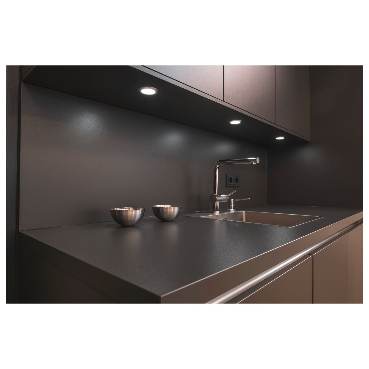 DL 126, luminária de embutir, LED, 3000 K, redonda, metal escovado, 2,8 W, incl. molas lamelares