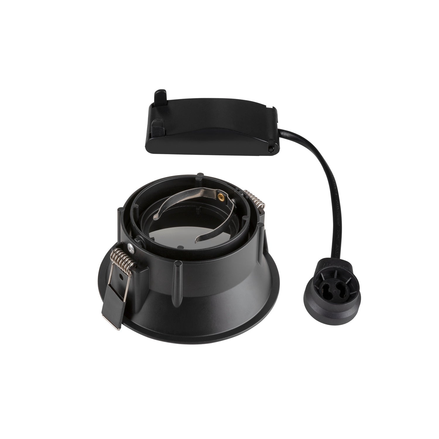 HORN-T, luminária de embutir, QPAR51, redonda, preto matizado, articulável, máx. 50 W, incl. molas