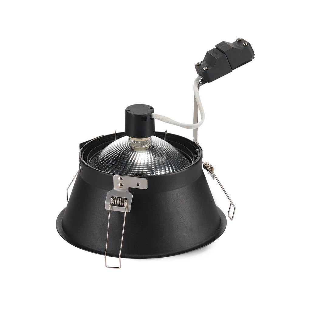 HORN-T, luminária de embutir, QPAR111, redonda, preto, máx. 75 W