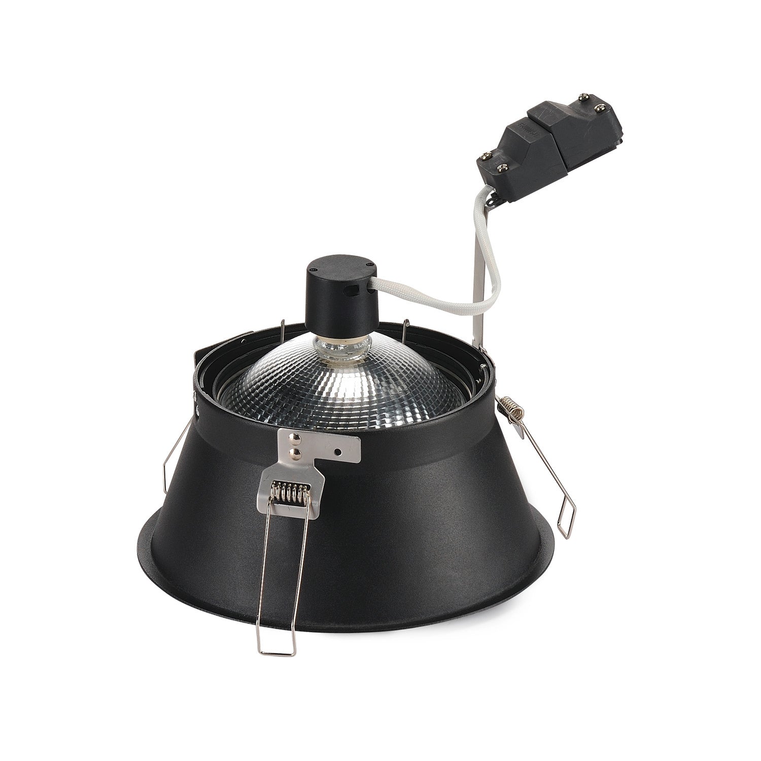 HORN-T, luminária de embutir, QPAR111, redonda, preto, máx. 75 W