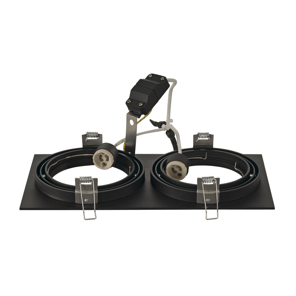 NEW TRIA 2, luminária de embutir, duas lâmpadas, QPAR111, retangular, preto matizado, máx. 150 W, incl. molas